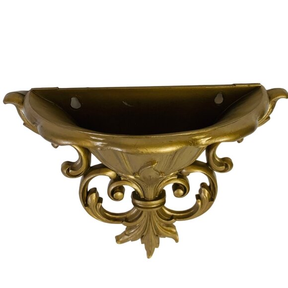 Hollywood Regency Gold Tone Wall Pocket Sconce Vase French Style Decor MCM VTG - Picture 3 of 11